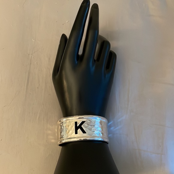 Silvertone RUSTIC CUFF Monogram “K” Bracelet - Picture 4 of 6